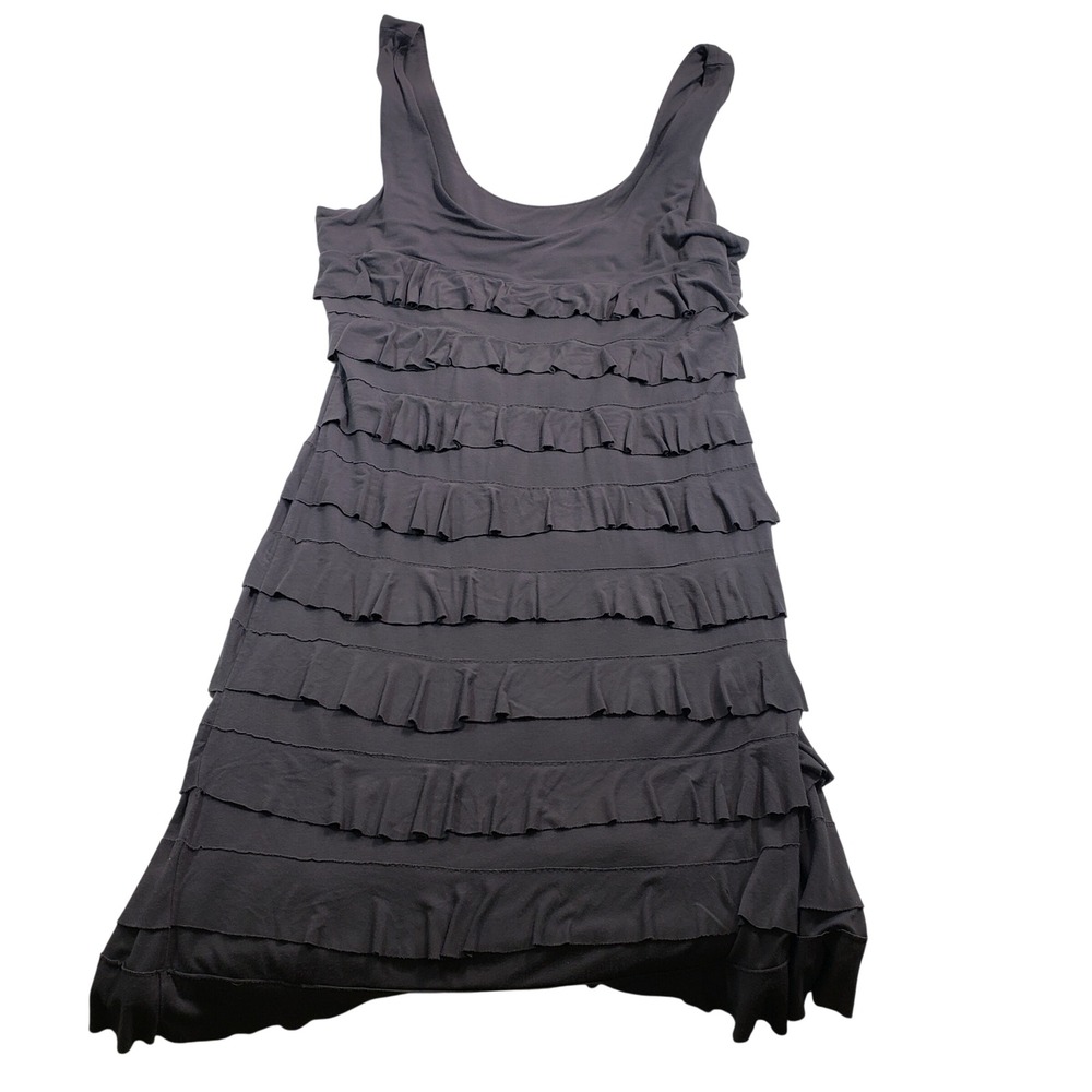 Tango Mango Charcoal Gray Tiered Ruffle Mini‎ Dress Sleeveless XL Scoop Neck